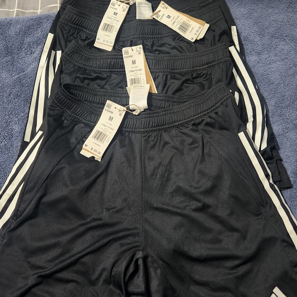 adidas Men's Black Shorts with White Stripes